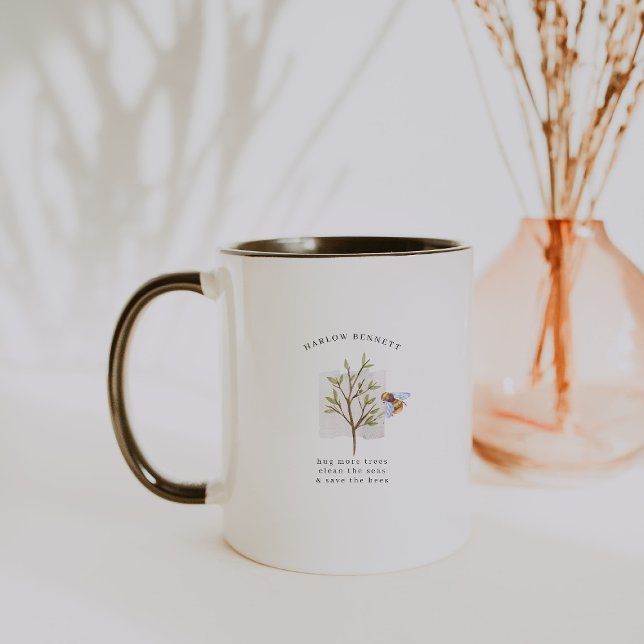 Save the Bees | Watercolor Greenery Monogram Mug (Creator Uploaded)