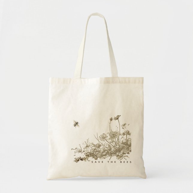 Save the Bees Wildflower Tote Bag (Front)