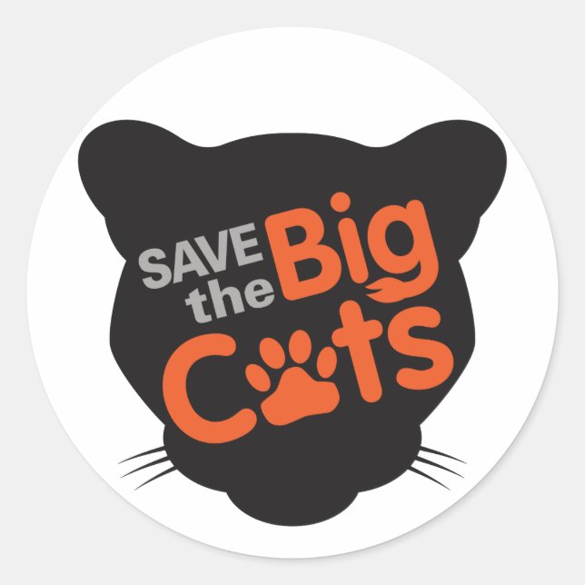 Save the Big Cats Classic Round Sticker, Glossy Sticker (Front)