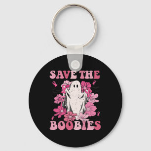 Save The Boo babies Pink Ghost Woman Breast Cancer Key Ring
