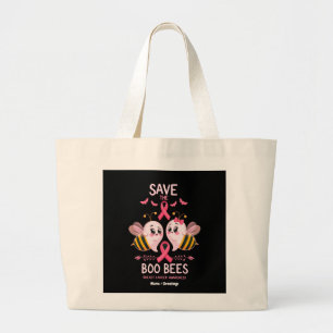 Save The Boo Bees Breast Cancer Women Halloween  Large Tote Bag