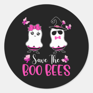 Save The Boo Bees Fun Breast Cancer Awareness Hall Classic Round Sticker