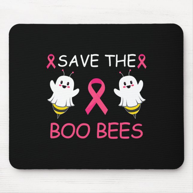 Save The Boo Bees Halloween Fun Breast Cancer Awar Mouse Pad (Front)