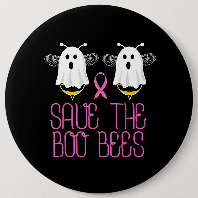 Save The Boobees Boo Bees Breast Cancer Halloween  6 Cm Round Badge (Front)