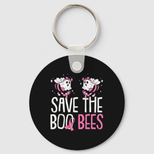 Save The Breast Cancer Awareness Boo Bees Hallowee Key Ring