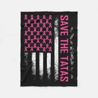 Save The Breast Cancer Awareness Usa Flag Pink Fleece Blanket