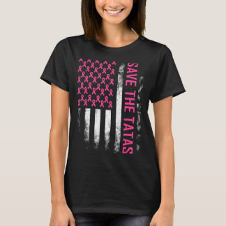 Save The Breast Cancer Awareness Usa Flag Pink T-Shirt