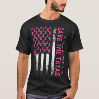Save The Breast Cancer Awareness Usa Flag Pink T-Shirt