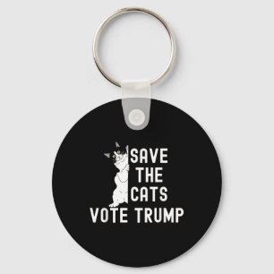 Save The Cats Vote Trump Funny Political Cat Humou Key Ring