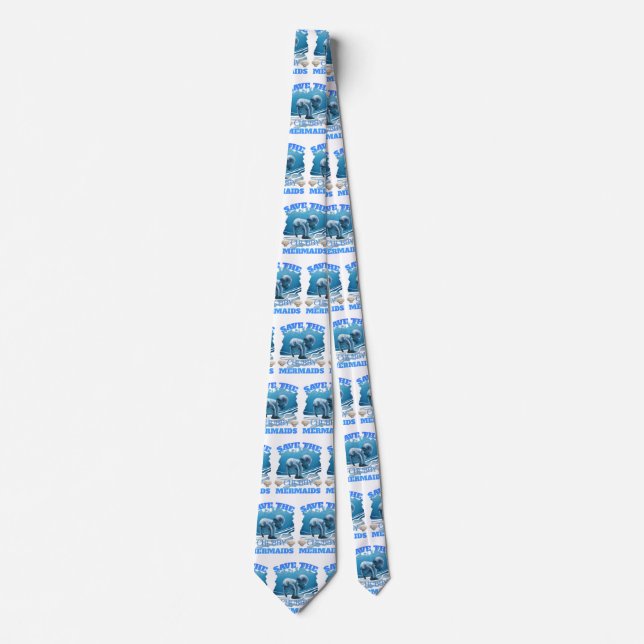 Save The Chubby Mermaids Manatees Tie (Front)