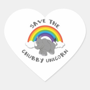 Save The Chubby Unicorn Rhino Heart Sticker