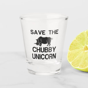 SAVE THE CHUBBY UNICORN RHINO SHOT GLASS