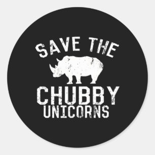 Save The Chubby Unicorns Fat Rhino Classic Round Sticker