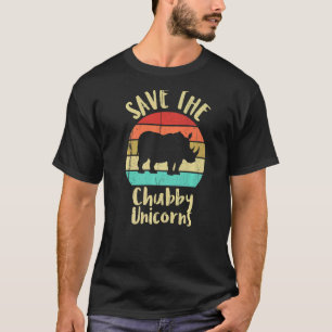 Save the Chubby Unicorns Fat Rhino  Retro Vintage T-Shirt
