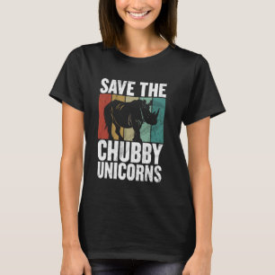 Save The Chubby Unicorns Fat Rino Rhinoceros Retro T-Shirt