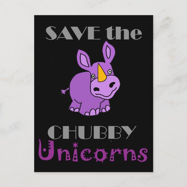 Save the Chubby Unicorns Fun Artwork Postcard (Front)