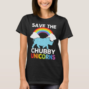 Save The Chubby Unicorns Funny Cute Rhino Rainbow T-Shirt