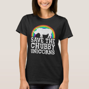 Save The Chubby Unicorns Rainbow Rhino Rhinoceros T-Shirt