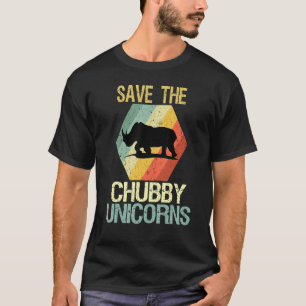 Save The Chubby Unicorns Retro Style Rhino 4 T-Shirt