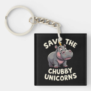 Save The Chubby Unicorns Rhino Animal Rights Key Ring