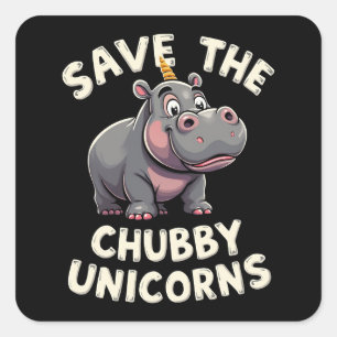 Save The Chubby Unicorns Rhino Animal Rights Square Sticker