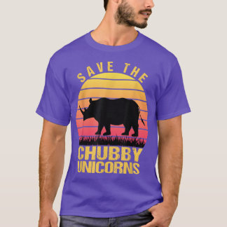 Save The Chubby Unicorns Vintage Retro Funny Rhino T-Shirt
