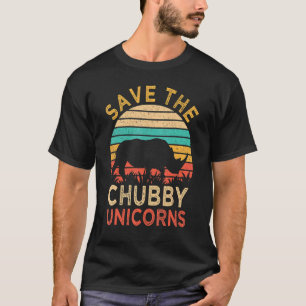 Save The Chubby Unicorns Vintage Rhino Animal Ri T-Shirt
