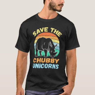 Save The Chubby Unicorns Vintage Rhino Animal Righ T-Shirt