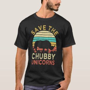 Save The Chubby Unicorns Vintage Rhino Animal Righ T-Shirt