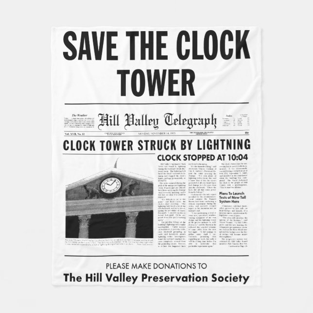 save the clock tower fleece blanket (Front)