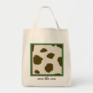 SAVE THE COW Brown Faux Cow Skin Tote Bag