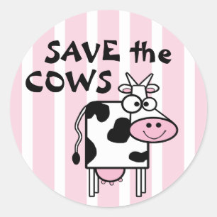 Save the Cows Animal Rights Classic Round Sticker