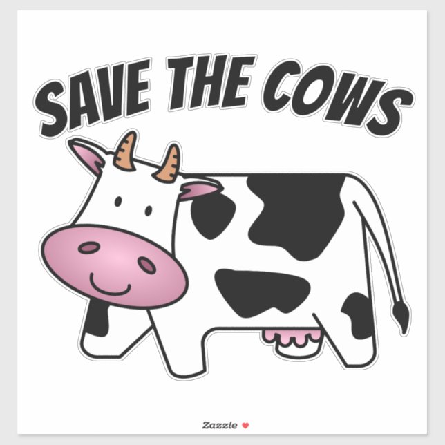 SAVE THE COWS COW CAR DECAL STICKER (Sheet)