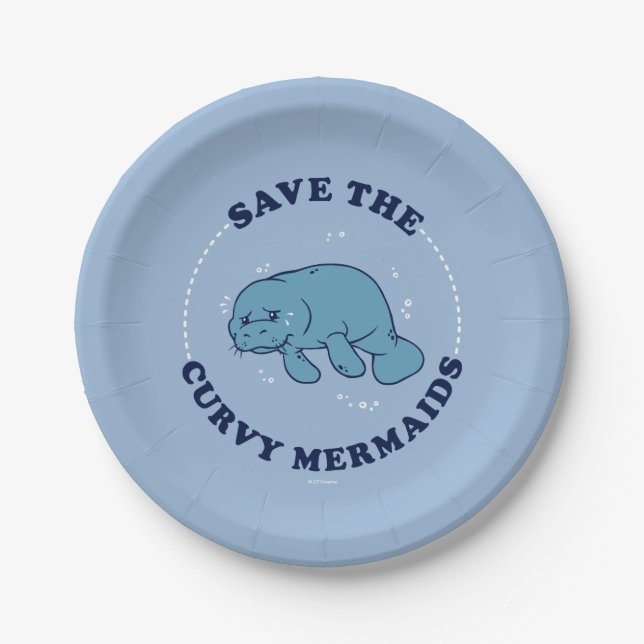 Save The Curvy Mermaids Paper Plate (Front)