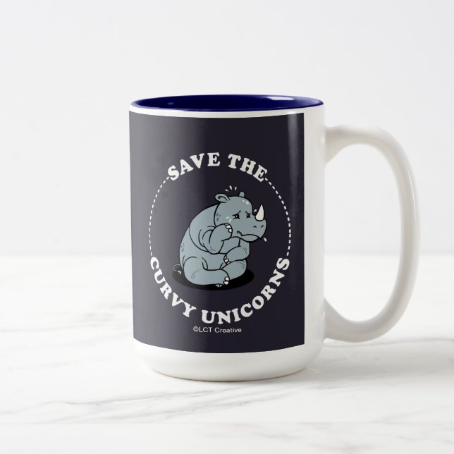 Save The Curvy Unicorns Two-Tone Coffee Mug (Right)