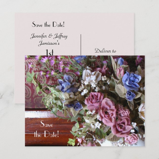 Save the Date 1st Anniversary Party Vintage Announcement Postcard (Front/Back)