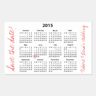 Save the Date 2015 Calendar Personalised Sticker