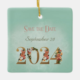 Save the Date 2024 Personalised Names Date Ceramic Ornament
