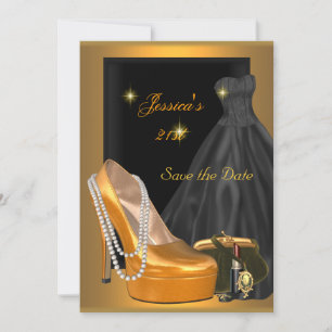 Save the Date 21st Birthday Party Gold Orange