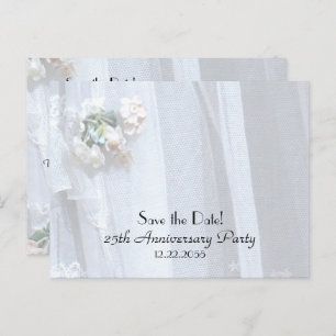 Save the Date 25th Anniversary Vintage Lace Announcement Postcard