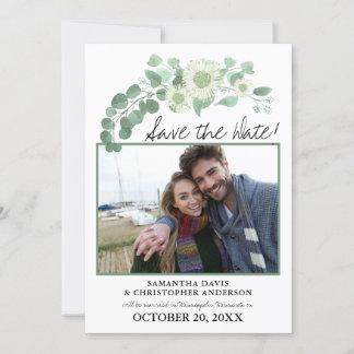 Save the Date 2 Photos Eucalyptus Greenery Invitation