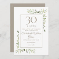 Save the Date 30th Wedding Anniversary Greenery