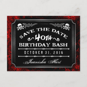 Save the Date 40th Birthday Bash Halloween Announcement Postcard