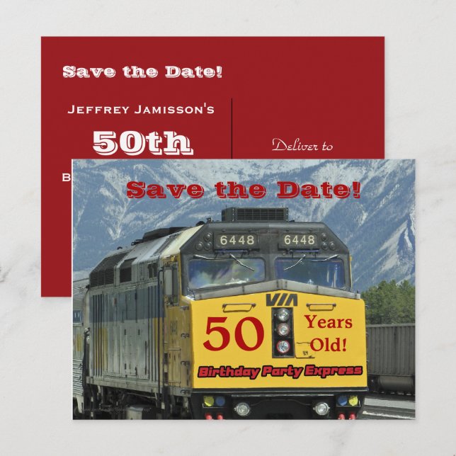Save the Date 50th Birthday Celebration Postcard (Front/Back)