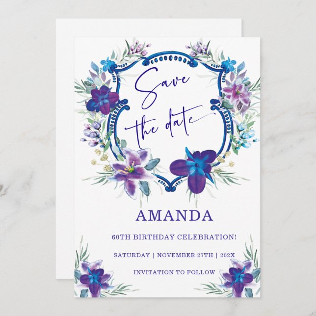 Save the Date 60th Birthday Invitation (Front/Back)