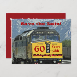 Save the Date 60th Birthday Party Railroad Train Announcement Postcard
