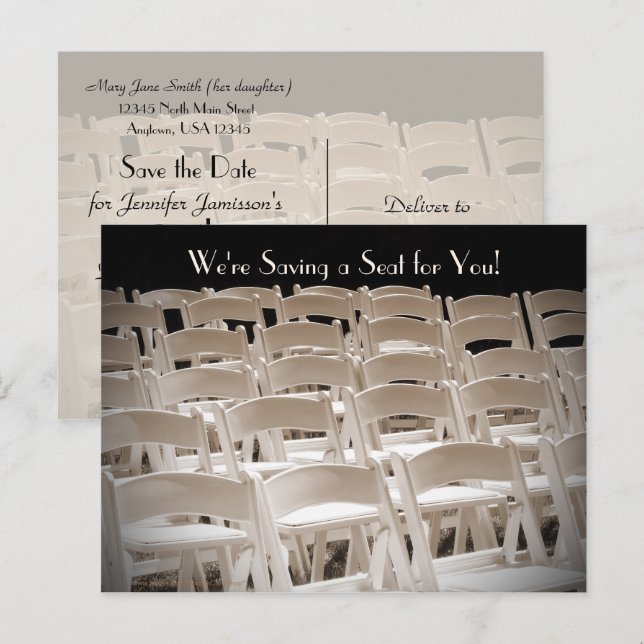 Save the Date 65th Birthday Party Chairs Announcement Postcard (Front/Back)