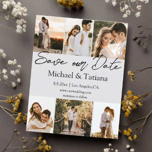 save the date 6 photos collage wedding  card