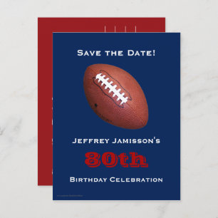 Save the Date 80th Birthday Football Postcard