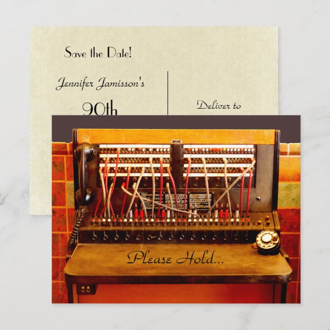Save the Date 90th Birthday Party Phone Postcard (Front/Back)